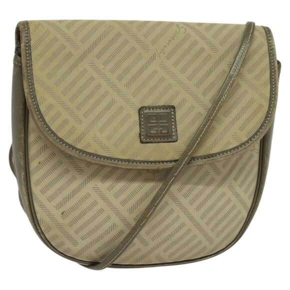 GIVENCHY Shoulder Bag Canvas Leather Beige Gold - Picture 1 of 16